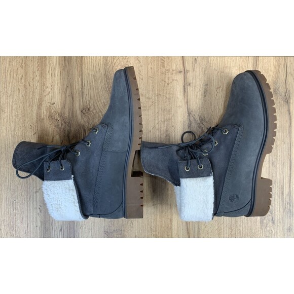 Timberland Women's Jayne Waterproof Fleece Fold Down Boots Dark Gray Women's 9 M - Picture 10 of 16